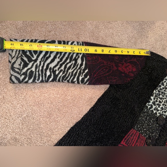 Ali Miles women's mixed material patchwork button down dress coat sweater - Picture 8 of 14